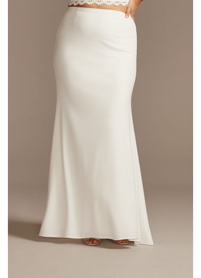 Crepe Sweep Train Plus Size Wedding Separate Skirt - Crafted from stretch fabric, this crepe plus size